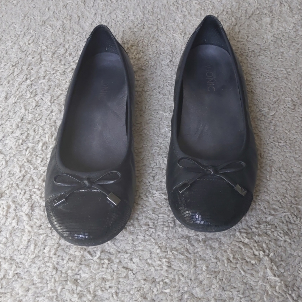 Vionic Spark Minna Ballet Flats Black Sz 8